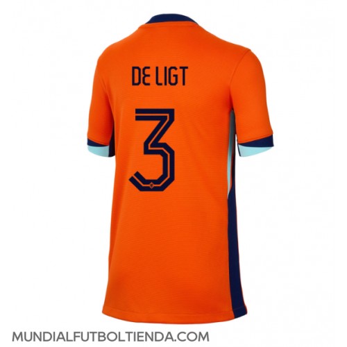 Camiseta Países Bajos Matthijs de Ligt #3 Primera Equipación Replica Eurocopa 2024 para mujer mangas cortas